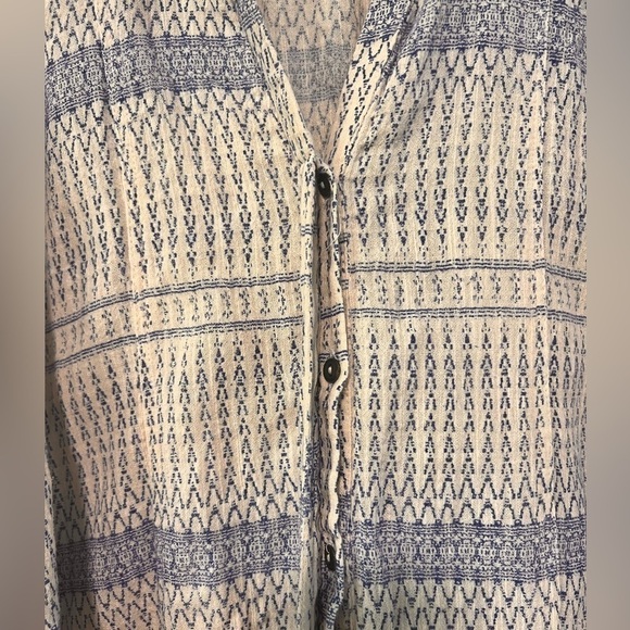 Anthropologie Maeve Yarn Dyed Blue White Boho Button Down Lena Tunic Size XS - Picture 4 of 16
